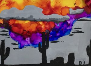 silhouette-painting-on-plastic-desert-landscape